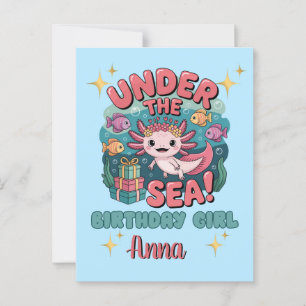 Axolotl Under the Sea Birthday Girl Cute Ocean  Postcard