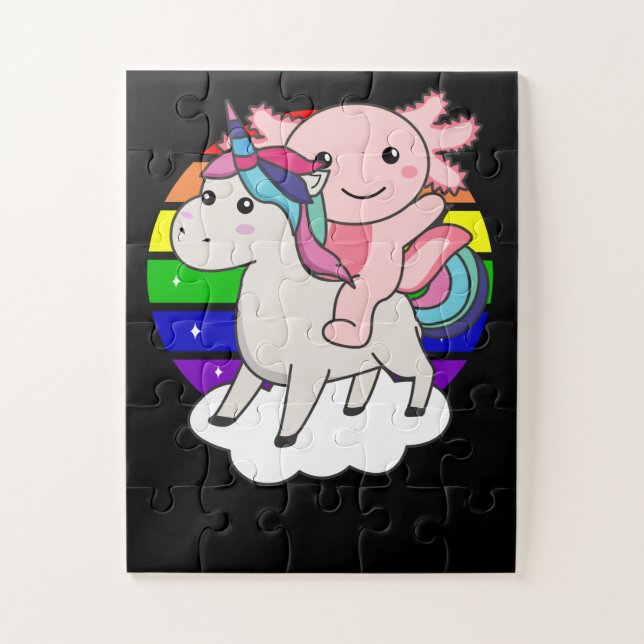 Axolotl Unicorn Rainbow Animals Unicorns Jigsaw Puzzle (Vertical)
