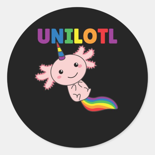 Axolotl Unilotl Unicorn-sweet Axolotl Rainbow Classic Round Sticker (Front)