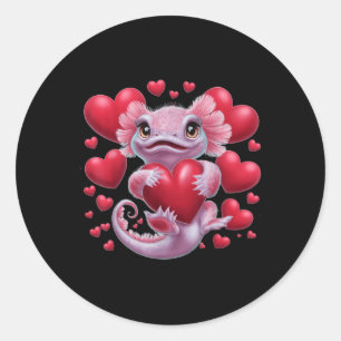 Axolotl Valentines Day Funny Girls Boys Love Axolo Classic Round Sticker