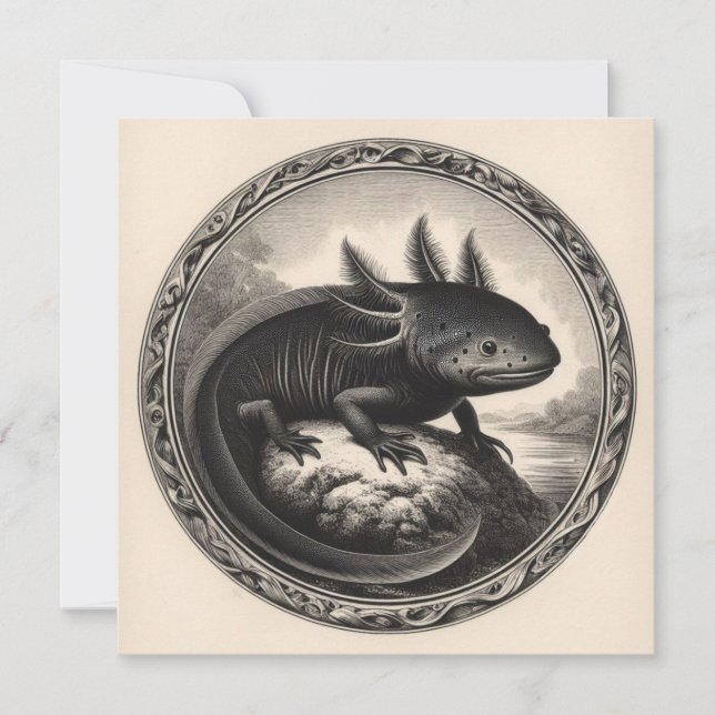 Axolotl Vintage Illustration  Card (Front)