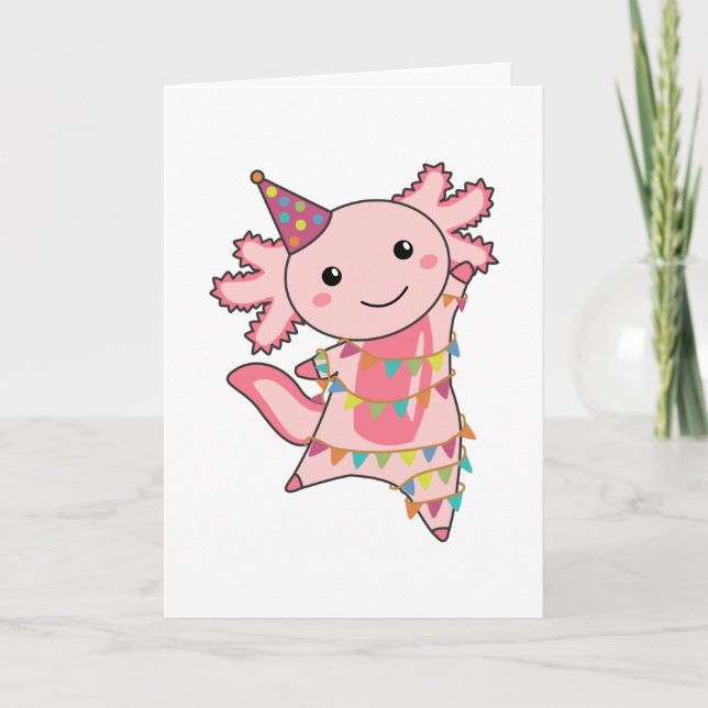 Axolotl Wishes Happy Birthday To You Axolotls Card (Front)