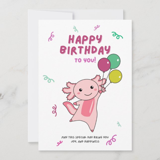 Axolotl Wishes Happy Birthday To You Axolotls Invi Invitation (Front)
