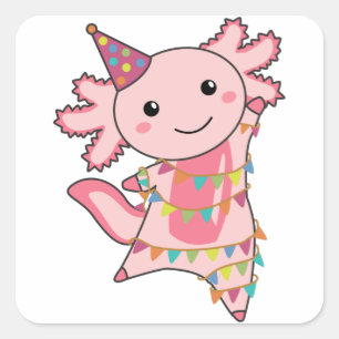 Axolotl Wishes Happy Birthday To You Axolotls Squa Square Sticker