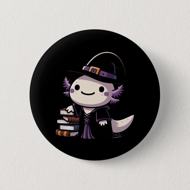 Axolotl Witch - Cute Halloween 6 Cm Round Badge (Front)
