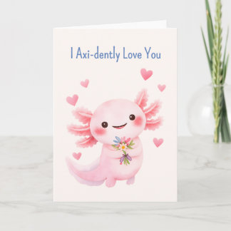Axolotl With a Bouquet Salamander love Holiday Card