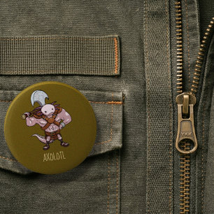 Axolotl With An Axe Gladiator Warrior Artwork 6 Cm Round Badge