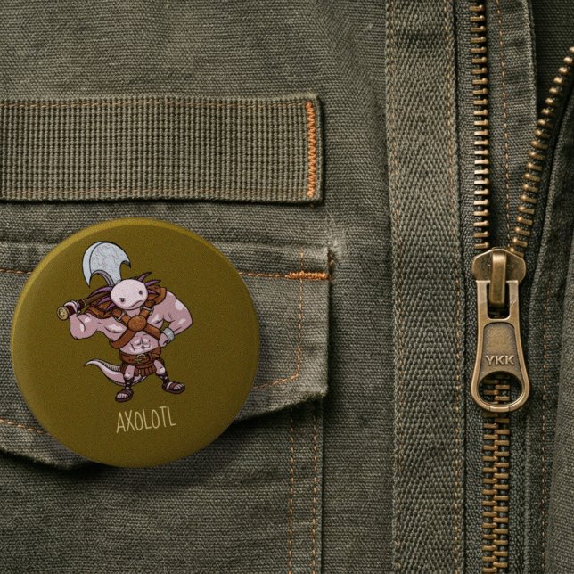 Axolotl With An Axe Gladiator Warrior Artwork 6 Cm Round Badge (Creator Uploaded)