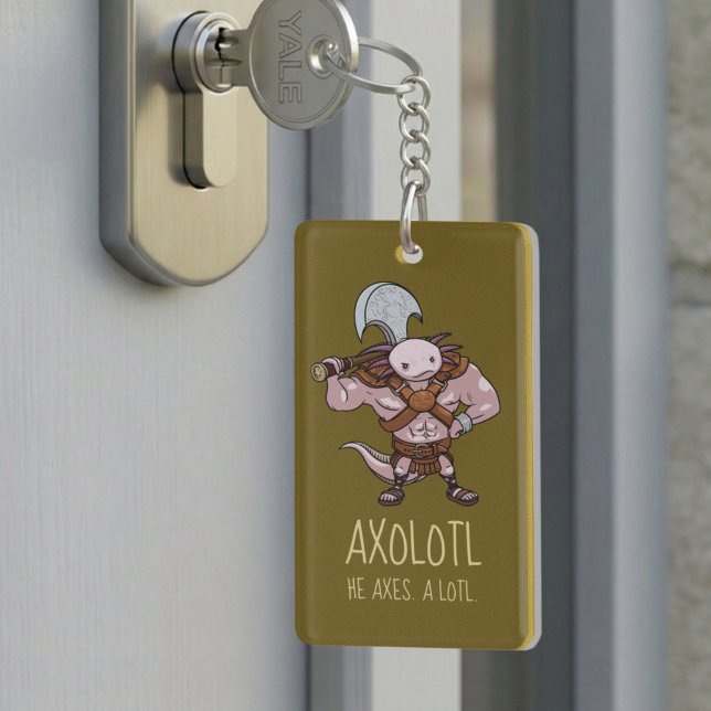Axolotl With An Axe Gladiator Warrior Artwork Key Ring (Creator Uploaded)