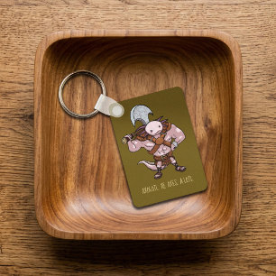 Axolotl With An Axe Gladiator Warrior Artwork Key Ring