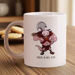 Axolotl With An Axe Gladiator Warrior Artwork Large Coffee Mug