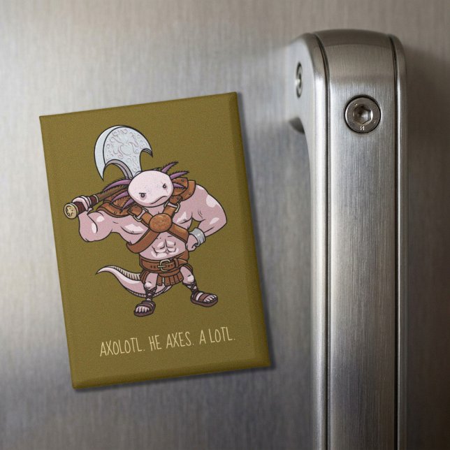 Axolotl With An Axe Gladiator Warrior Artwork Magnet (Creator Uploaded)