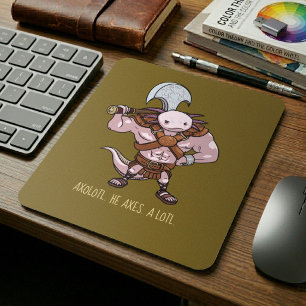 Axolotl With An Axe Gladiator Warrior Artwork Mouse Pad