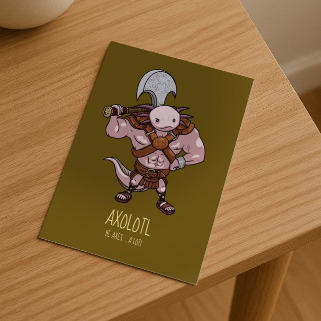 Axolotl With An Axe Gladiator Warrior Artwork Postcard (Creator Uploaded)