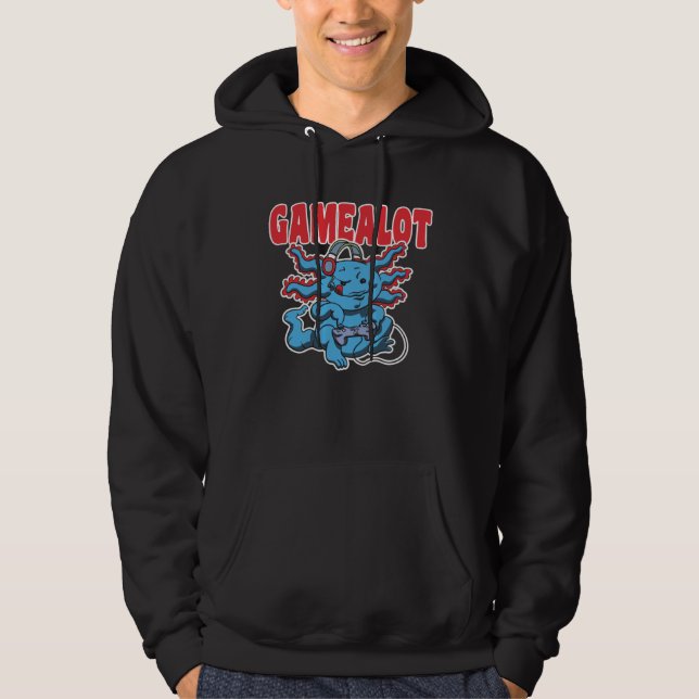 Axolotl with controller and the saying Gamealot Hoodie (Front)