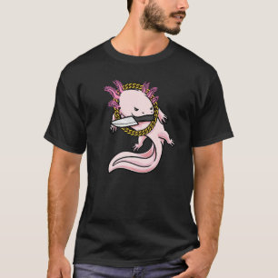 Axolotl With Knife Fish Lover Funny Premium T-Shirt