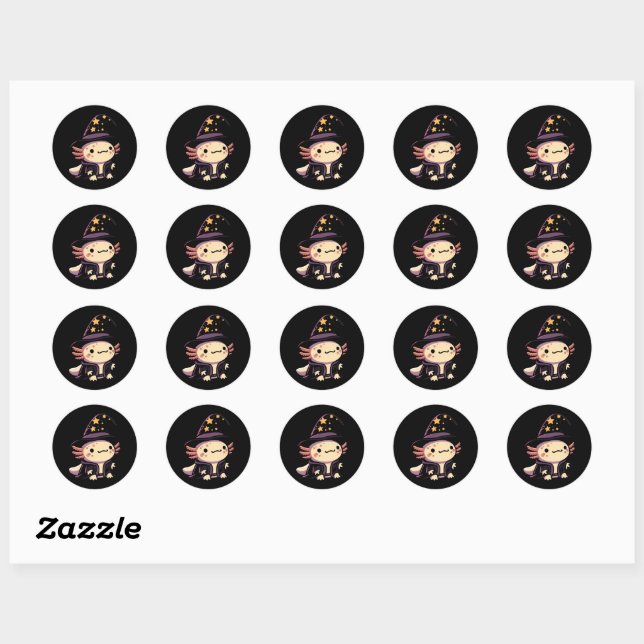 Axolotl Wizard - Fantasy Pet Classic Round Sticker (Sheet)