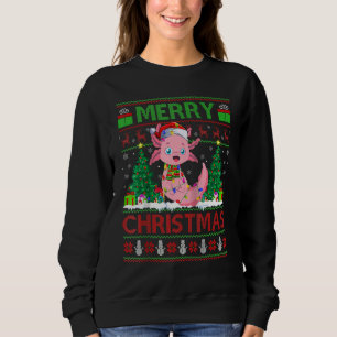 Axolotl   Xmas Tree Lights Ugly Santa Axolotl Chri Sweatshirt