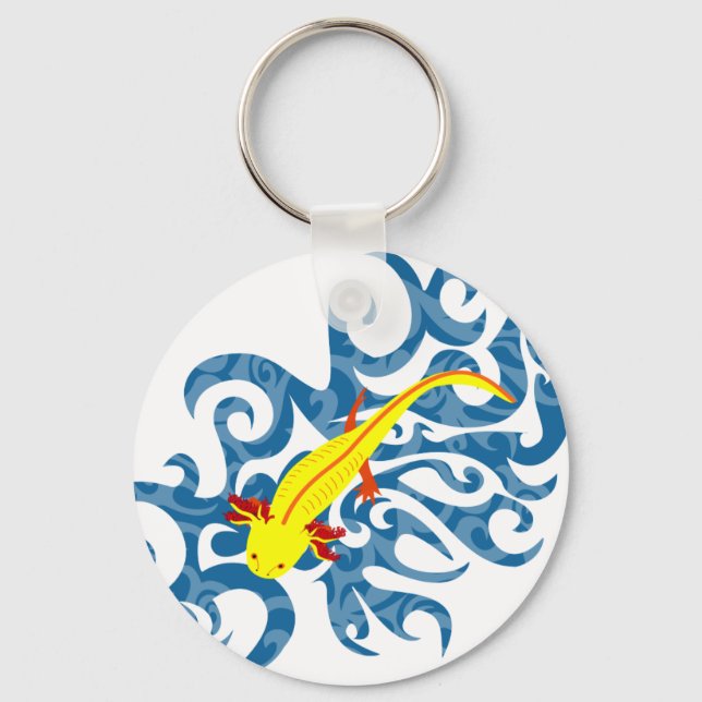 Axolotl Yellow in Water Key Ring (Front)