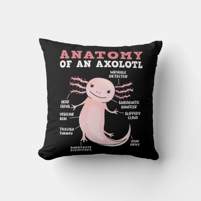 Axolotls Anatomy Of An Axolotl Kawaii Cushion (Front)