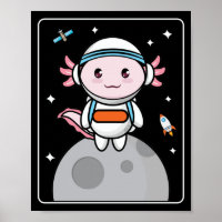 Axolotls Axolotl Space Moon Kawaii