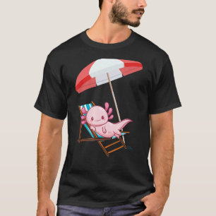 Axolotls Fish Beach Chair White-Axolotl Lizard Sum T-Shirt