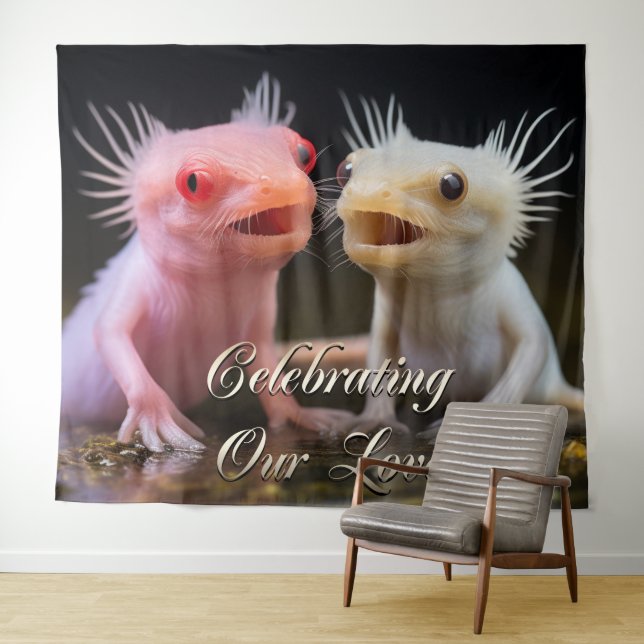 Axolotls Fish Party Backdrop Photo Wall Art Banner Tapestry (In Situ (Horizontal))