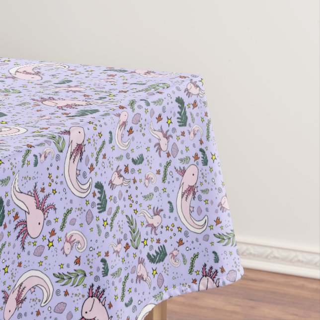 Axolotls in Purple Tablecloth (In Situ)