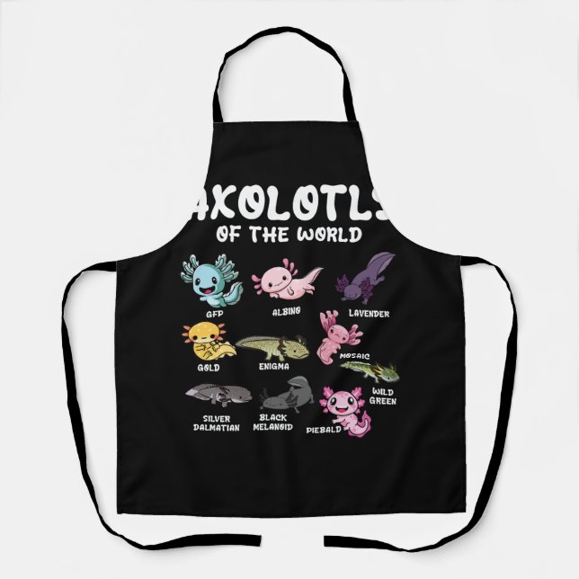 Axolotls Of The World Cute Kawaii Axolotl Lover Oc Apron (Front)