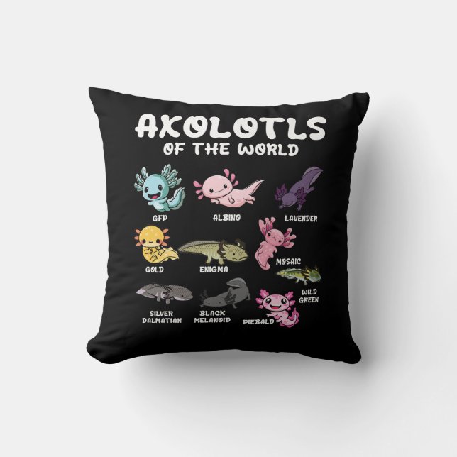 Axolotls Of The World Cute Kawaii Axolotl Lover Oc Cushion (Front)