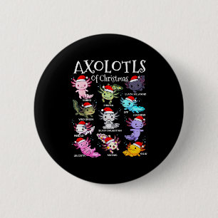 Axolotls Santa Hat Christmas Pajama Cute Animal Ax 6 Cm Round Badge