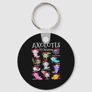 Axolotls Santa Hat Christmas Pajama Cute Animal Ax Key Ring