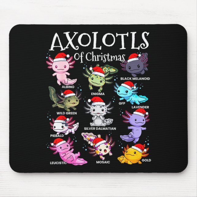 Axolotls Santa Hat Christmas Pajama Cute Animal Ax Mouse Pad (Front)