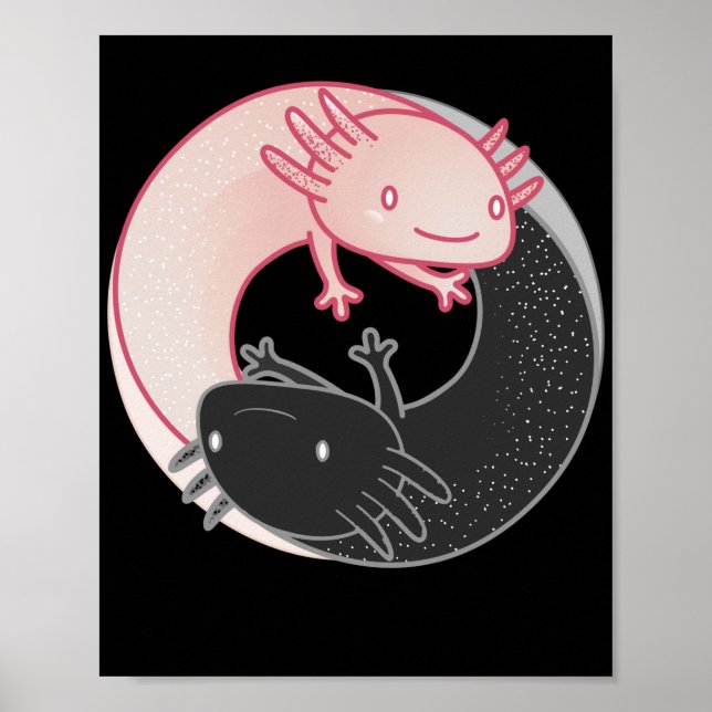 Axolotls Yin Yang Kawaii Poster (Front)
