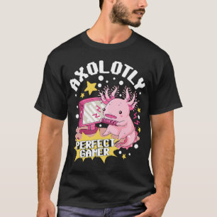 Axolotly Perfect Gamer Axolotl Playing Video Game  T-Shirt