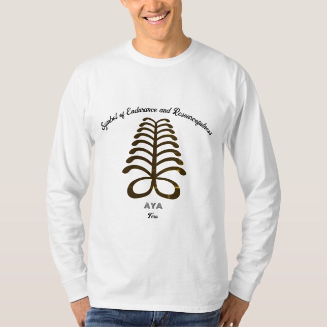 Aya Fern Adinkra Symbol Of Resourcefulness Design T-Shirt (Front)
