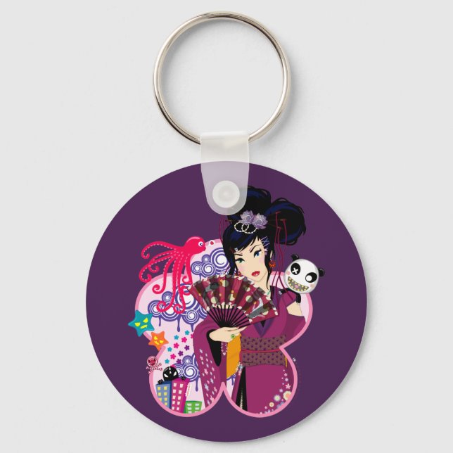 Ayaka in Harajuku Town Key Ring (Front)