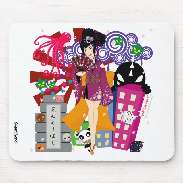 Ayaka in Harajuku Town Mouse Pad (Front)