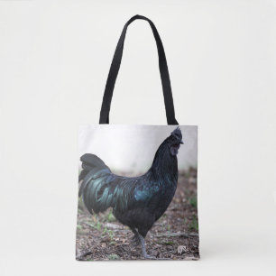 Ayam Cemani Cockerel Black Chicken Rooster Tote Bag