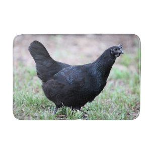 Ayam Cemani Pullet Young Hen Symmetrical Bath Mat