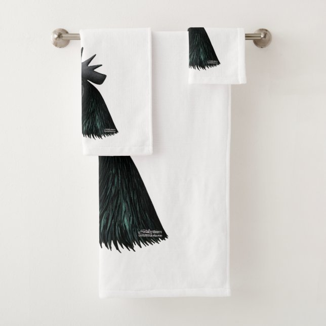 Ayam Cemani Rooster Head Bath Towel Set (Insitu)
