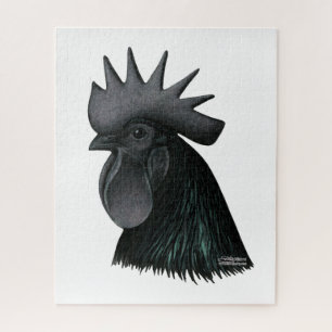 Ayam Cemani Rooster Head Jigsaw Puzzle
