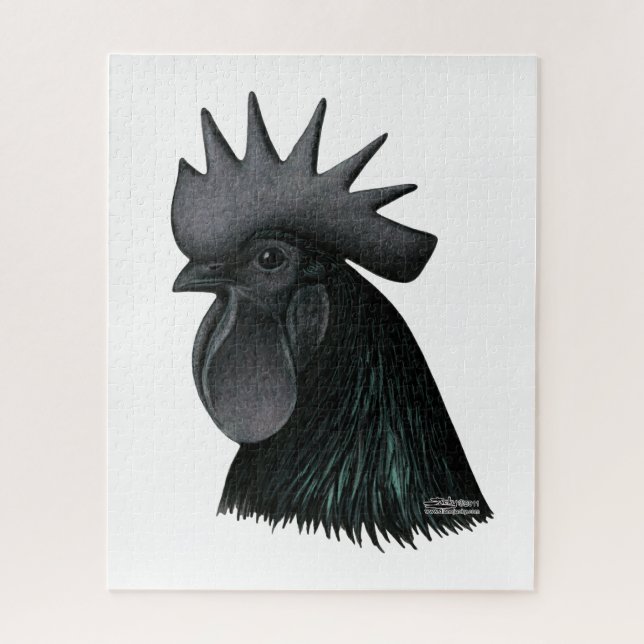 Ayam Cemani Rooster Head Jigsaw Puzzle (Vertical)