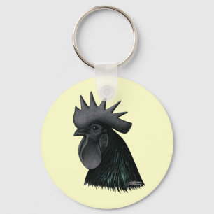 Ayam Cemani Rooster Head Key Ring