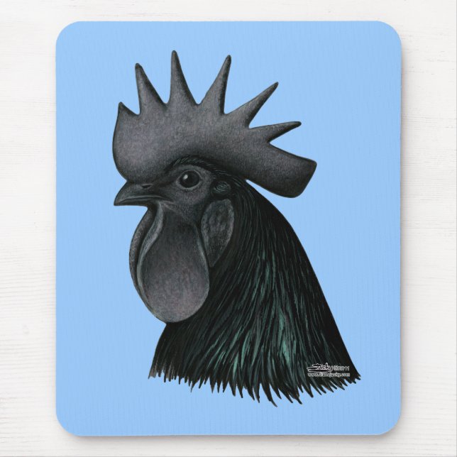 Ayam Cemani Rooster Head Mouse Pad (Front)