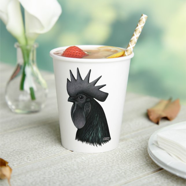 Ayam Cemani Rooster Head Paper Cups (Insitu)