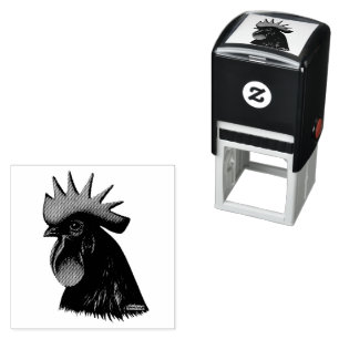 Ayam Cemani Rooster Head Self-inking Stamp
