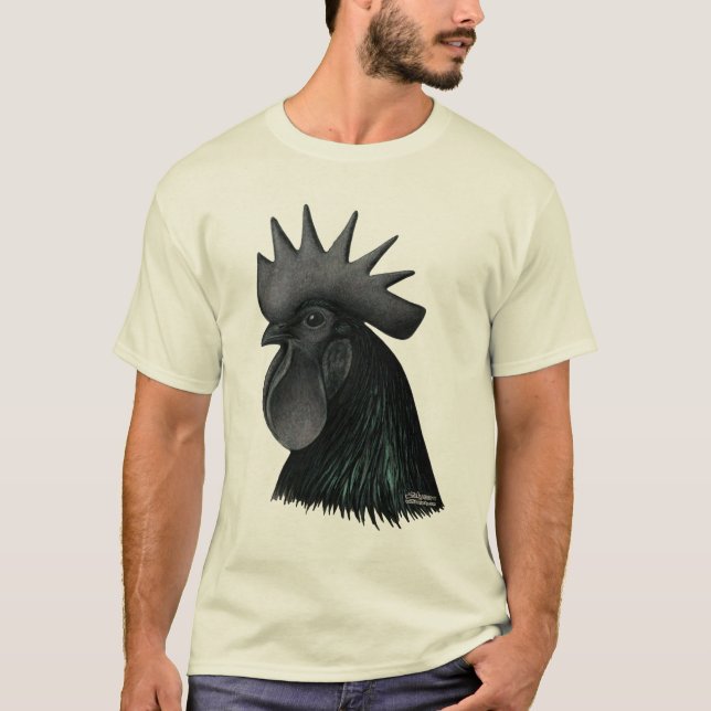 Ayam Cemani Rooster Head T-Shirt (Front)