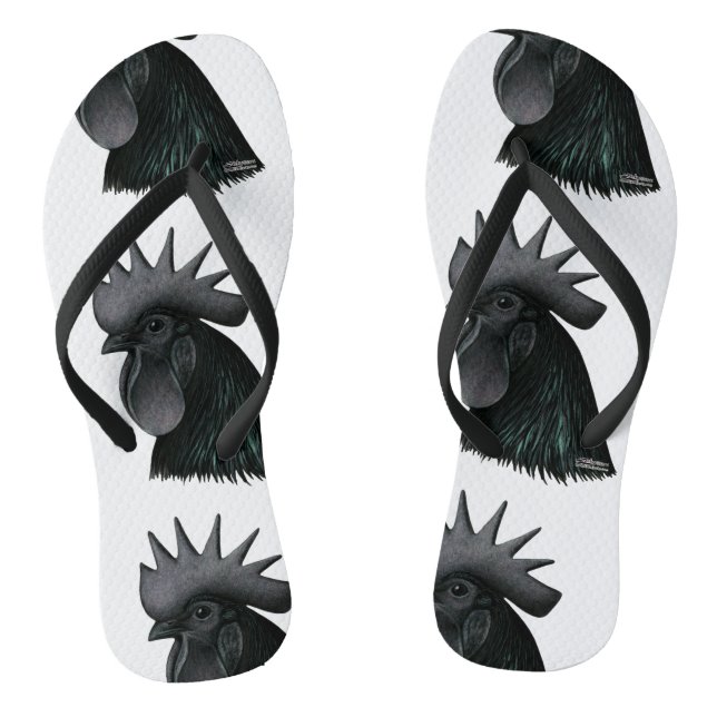 Ayam Cemani Rooster Head Thongs (Footbed)