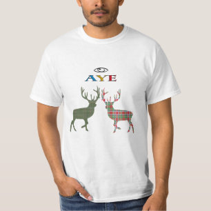 Aye Eye Scottish Independence Tartan Stag T-Shirt